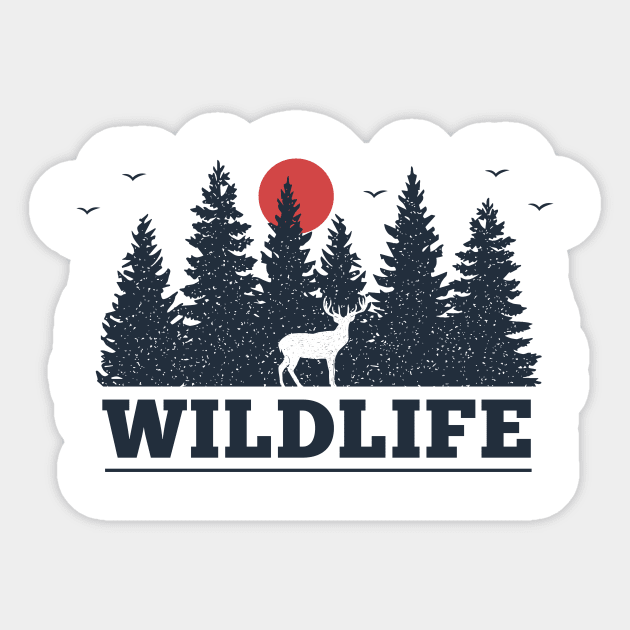 Wild Life, Deer, Black Design Sticker by ArtStellar